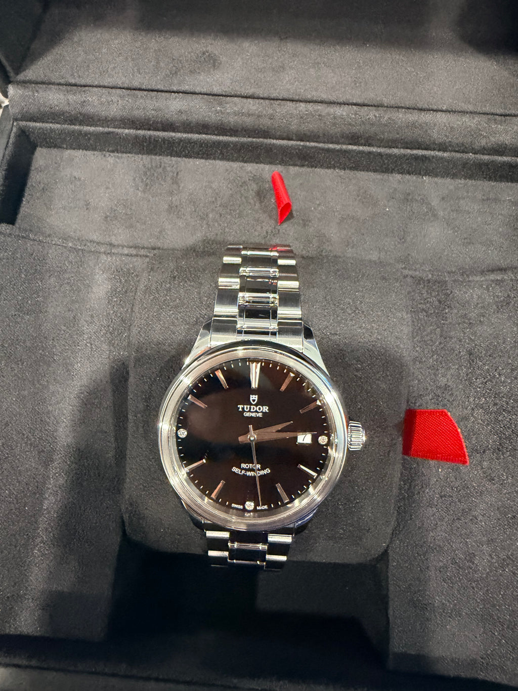 Tudor Style 38mm Automatic Black Diamond Dial Stainless Steel Watch – Ref. M12500-0004 - Pre-owned