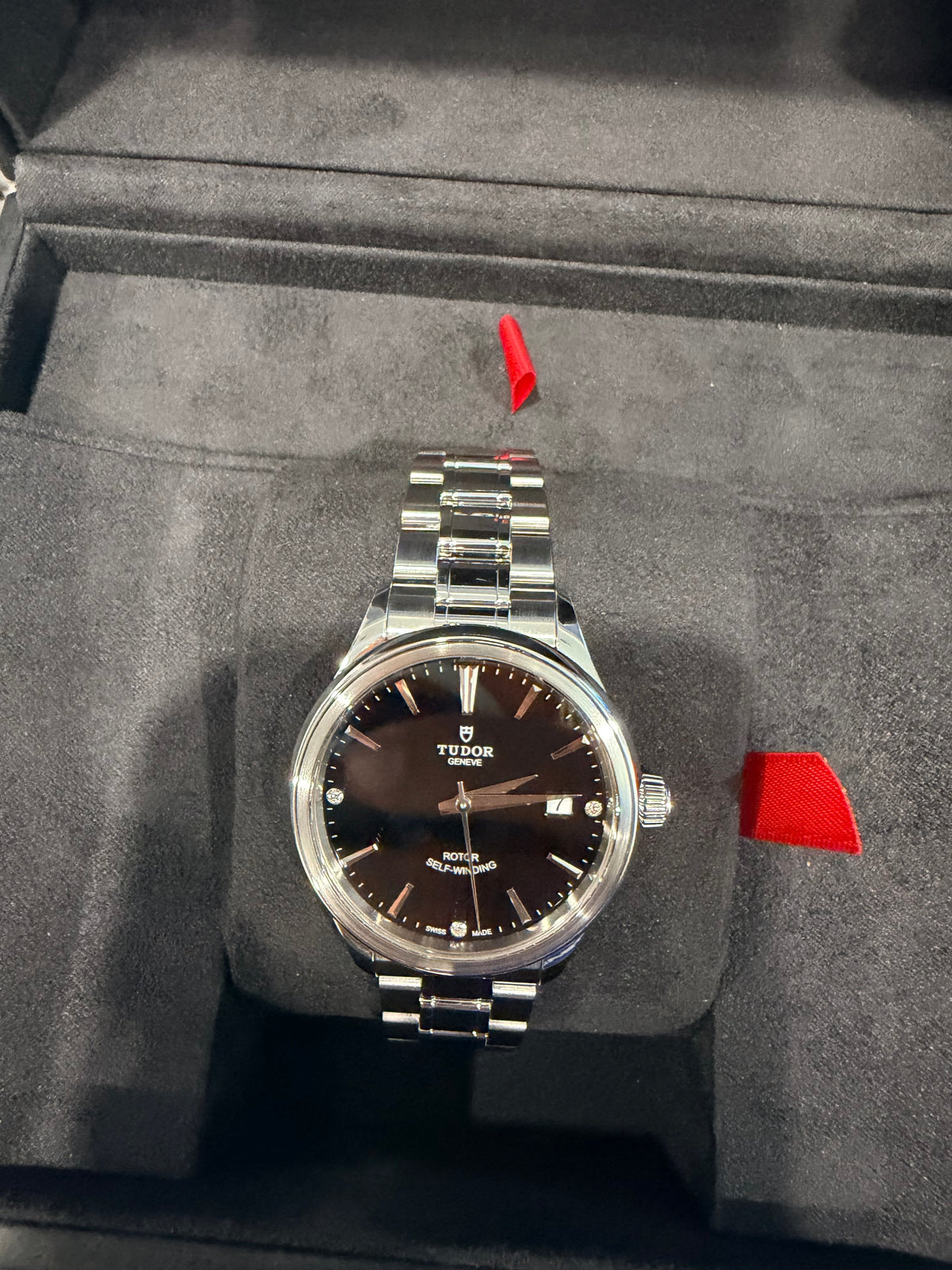 Tudor Style 38mm Automatic Black Diamond Dial Stainless Steel Watch – Ref. M12500-0004 - Pre-owned