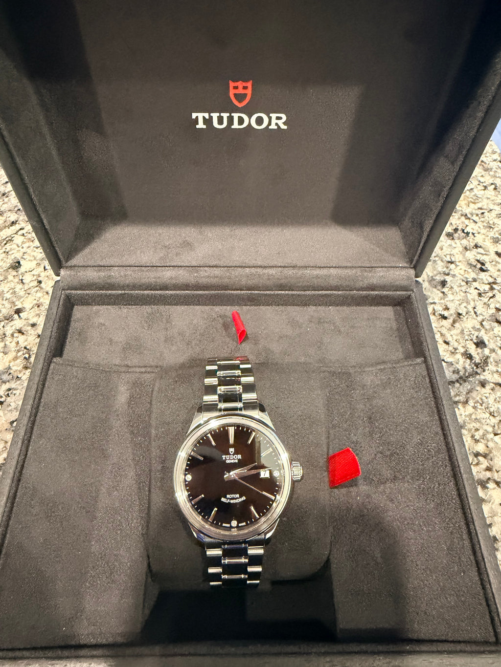 Tudor Style 38mm Automatic Black Diamond Dial Stainless Steel Watch – Ref. M12500-0004 - Pre-owned