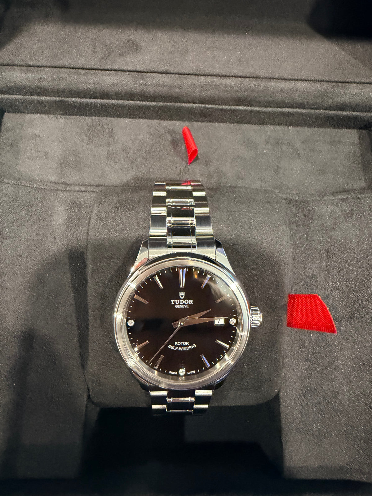 Tudor Style 38mm Automatic Black Diamond Dial Stainless Steel Watch – Ref. M12500-0004 - Pre-owned