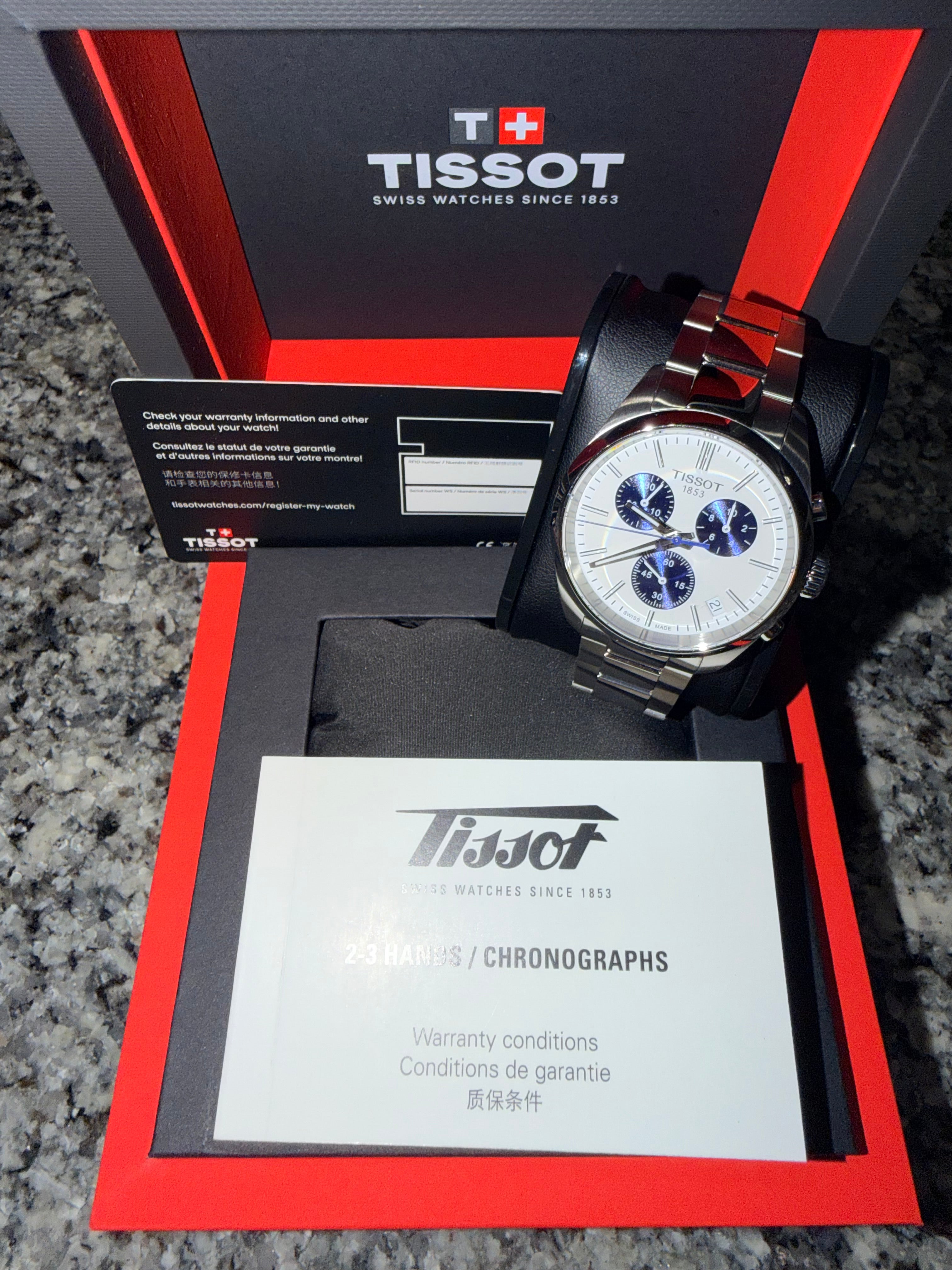 TISSOT PR 100 Chronograph White Dial Stainless Steel - T150.417.11.041.00 New