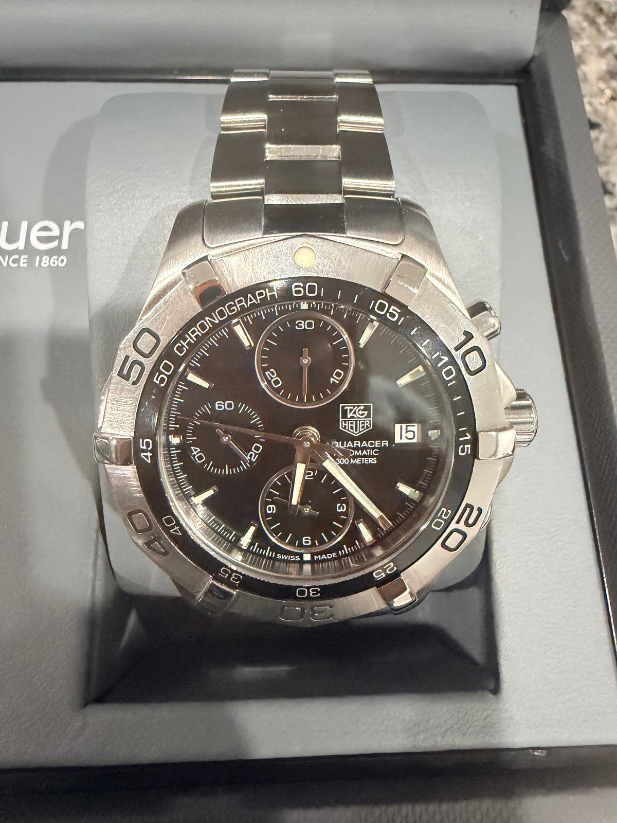 TAG Heuer Aquaracer Calibre 16 Automatic Chronograph Black Dial 41mm – Ref. CAF2110.BA0809 - Pre-owned