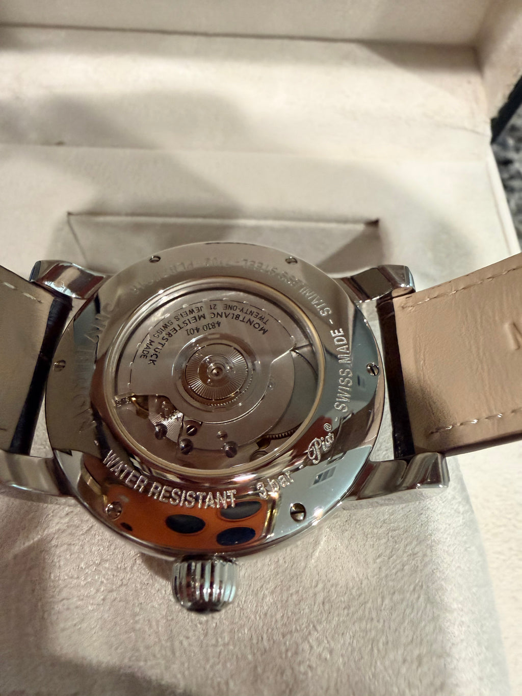 Montblanc Star Automatic Silver Guilloché Dial Brown Leather Watch – Ref. 102342 - Pre-owned