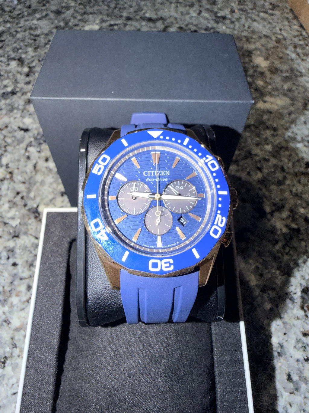 CITIZEN Endeavor Eco-Drive Chronograph 43mm Blue Dial - CA4733-00L - New