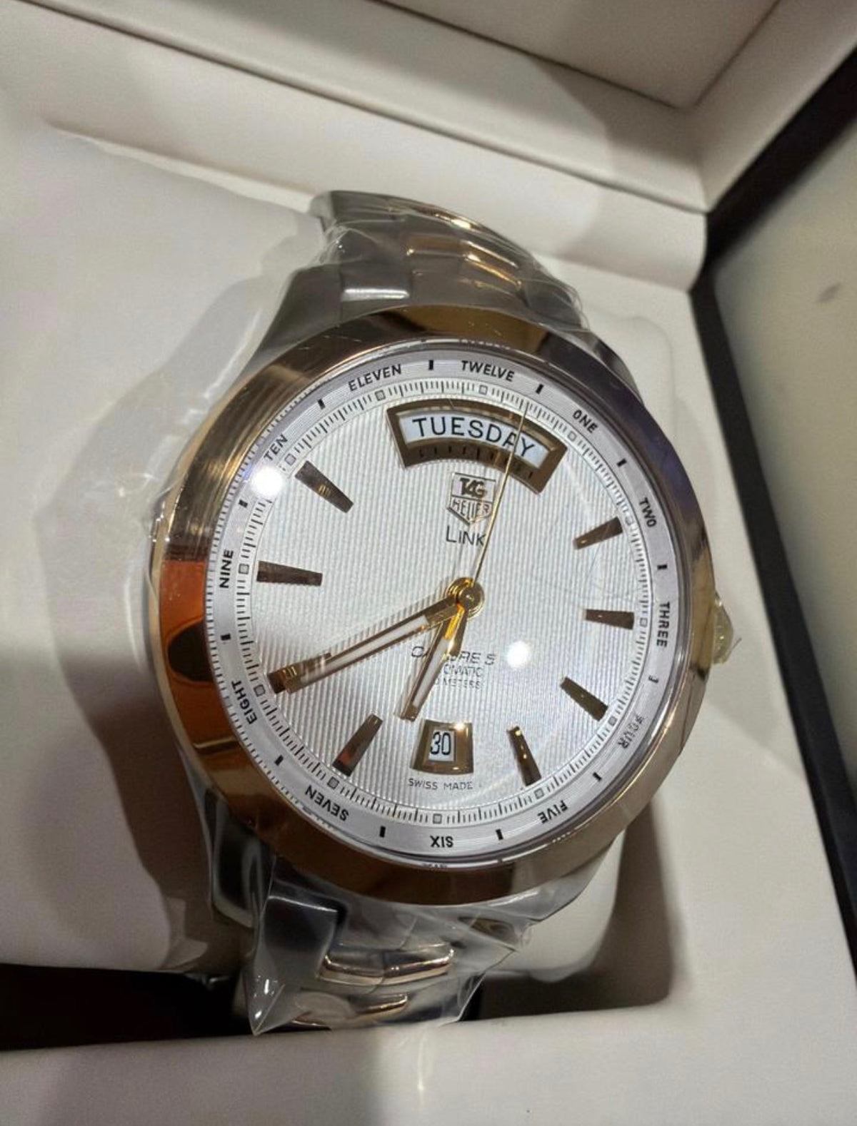 TAG Heuer Link Calibre 5 Automatic Day-Date Two-Tone Ref. WJF2050.BB0593 - New