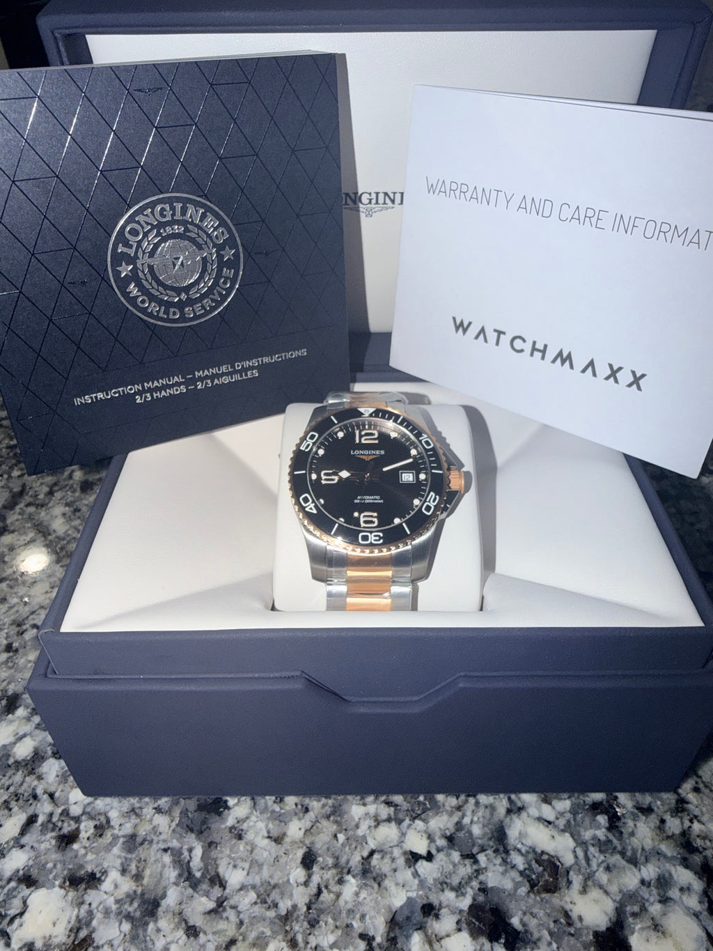 LONGINES HydroConquest Automatic 41mm Black Dial Two-Tone - L3.781.3.58.7 - New
