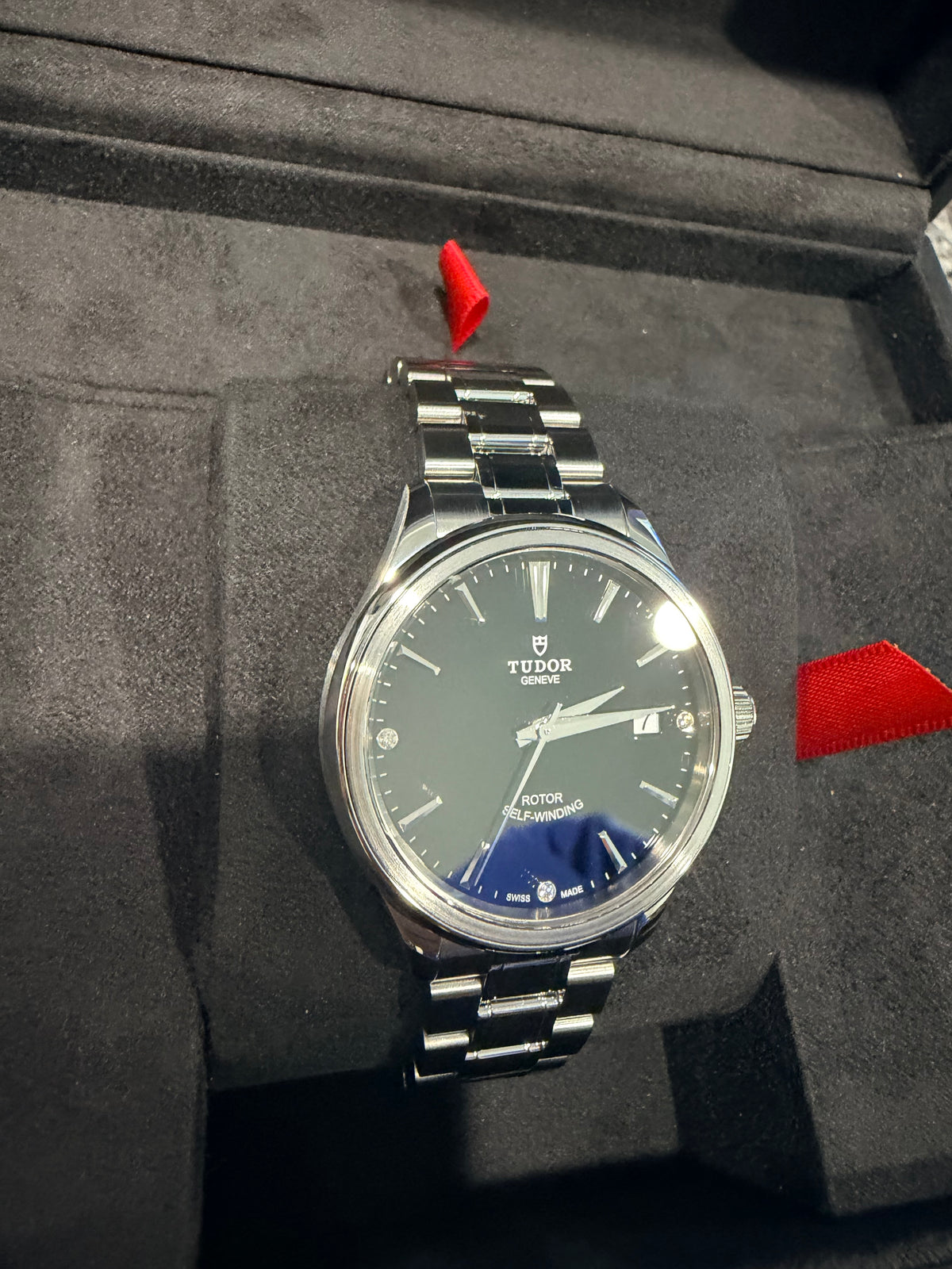 Tudor Style 38mm Automatic Black Diamond Dial Stainless Steel Watch – Ref. M12500-0004 - Pre-owned