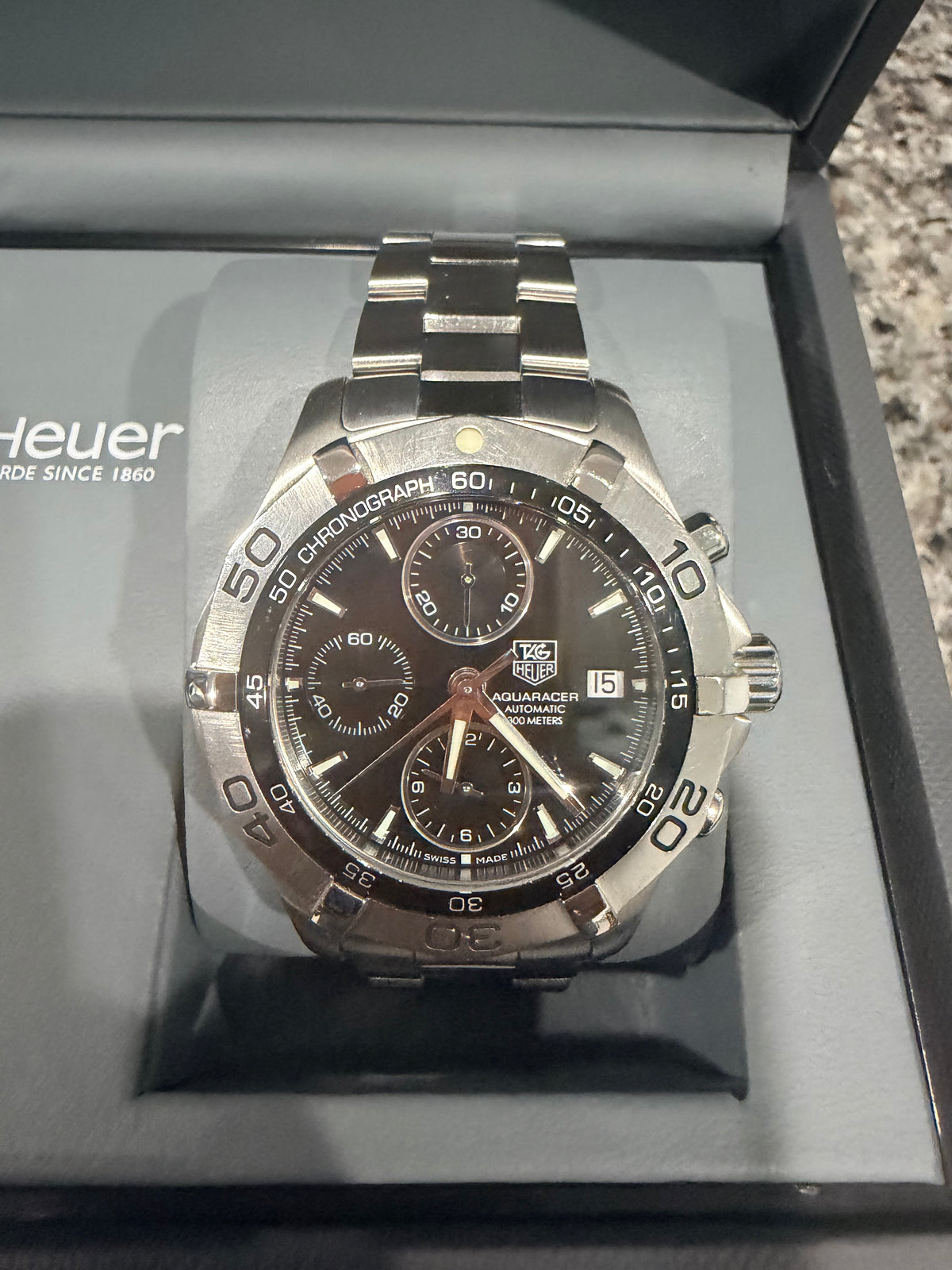 TAG Heuer Aquaracer Calibre 16 Automatic Chronograph Black Dial 41mm – Ref. CAF2110.BA0809 - Pre-owned