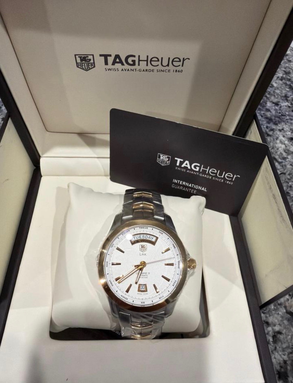 TAG Heuer Link Calibre 5 Automatic Day-Date Two-Tone Ref. WJF2050.BB0593 - New